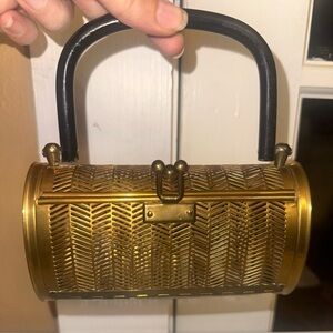 Dorset Rex fifth Avenue caged brass herringbone lucite vintage handbag